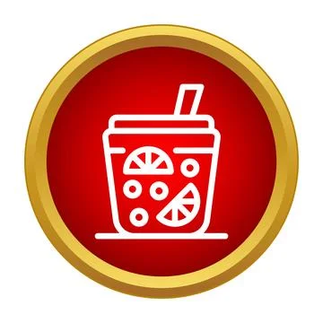 Refreshing cold drink icon with citrus and straw Stock Illustration