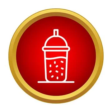 Refreshing cold drink icon inside red circle frame Stock Illustration