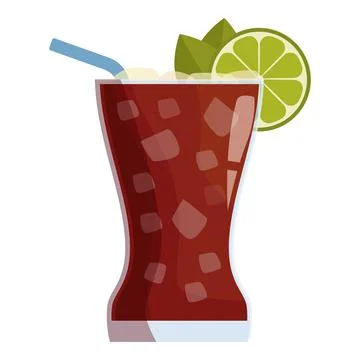 Refreshing cuba libre cocktail with lime and mint on white background Stock Illustration