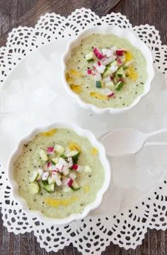 Refreshing cucumber soup Stock Photos