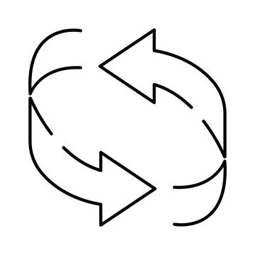 Refreshing data arrows rotating in a circular cycle Illustrazione stock
