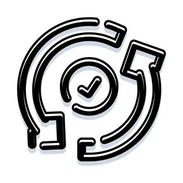 Refreshing data with checkmark for successful update Illustrazione stock