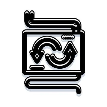 Refreshing data flow process on a machine screen Illustrazione stock