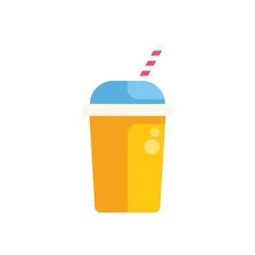 Refreshing disposable cup with straw and dome lid, beverage packaging icon Stock-Illustration
