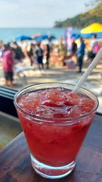 Refreshing Drink on the Beach Stock Photos