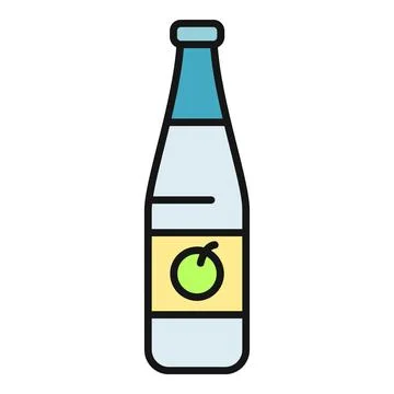 Refreshing drink bottle with fruit taste icon Stock Illustration