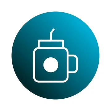 Refreshing drink concept a mason jar with a straw on a blue background illu.. Stock Illustration