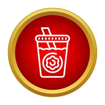 Refreshing drink in cup with straw vector icon Stock Illustration