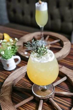 Refreshing Drink in a Glass Resting on a Table Stock Photos