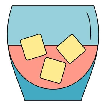 Refreshing drink with ice cubes illustration icon Stock Illustration
