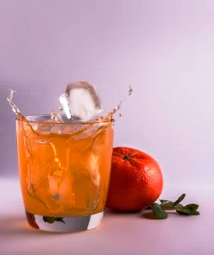 Refreshing drink with ice in a glass Stock Photos