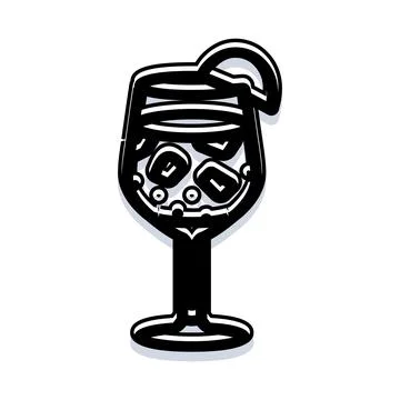 Refreshing drink icon with ice and citrus slice Stock Illustration