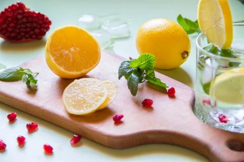 Refreshing drink with lemon Stock Photos