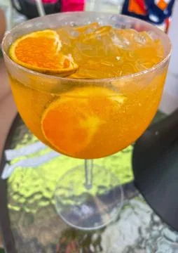 Refreshing drink with orange Stock Photos