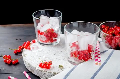 Refreshing drink with red currant Stock Photos