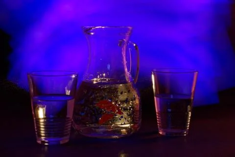 A refreshing drink in an unusual, abstract light Stock Photos