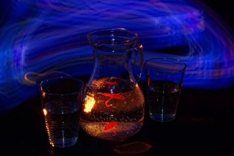 A refreshing drink in an unusual, abstract light Stock Photos