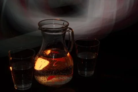 A refreshing drink in an unusual, abstract light Stock Photos