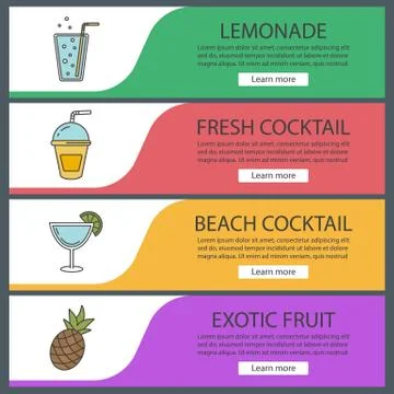 Refreshing drinks banner templates set Stock Illustration