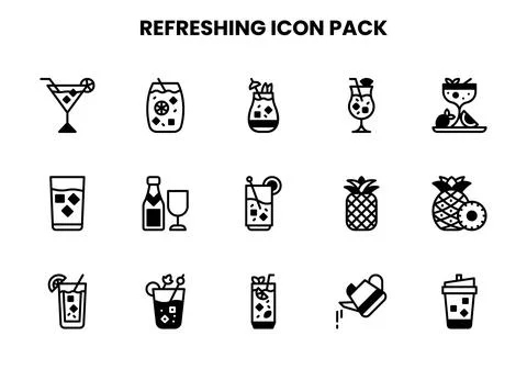 Refreshing DuoTone Scalable Icons Pack Stock Illustration