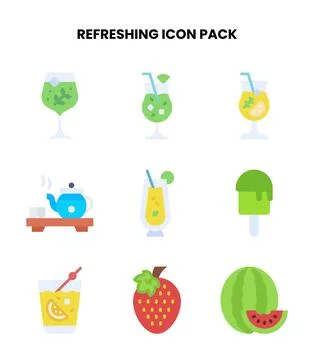 Refreshing Flat Design Icons Pack Stock Illustration