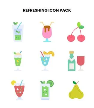 Refreshing Flat Graphics Icons Pack Stock Illustration