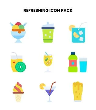 Refreshing Flat Scalable Icons Pack Stock Illustration