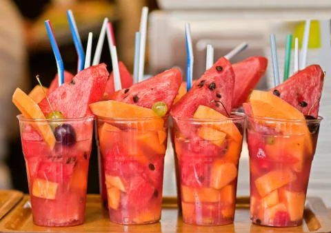 Refreshing  fruit dessert Stock Photos