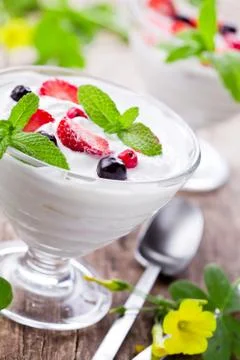 Refreshing Fruit Yogurt Stock Photos