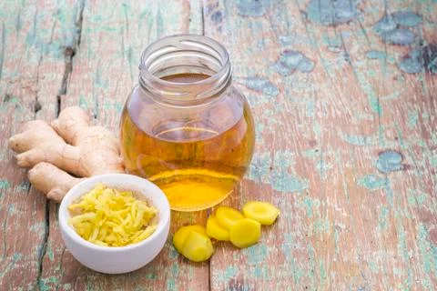 Refreshing ginger tea on the table Stock Photos