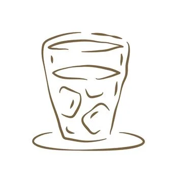 A Refreshing Glass Of Cold Water Or Soda With Ice Cubes Vector Illustration イラスト素材