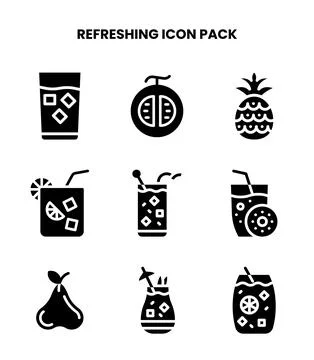 Refreshing Glyph Bundle Icons Pack Stock Illustration