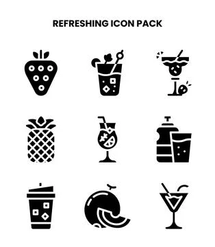 Refreshing Glyph Graphics Icons Pack Stock Illustration