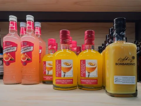 Refreshing Grapefruit and Passion Fruit Cocktails on Display Stock Photos