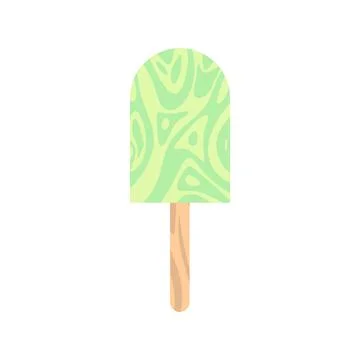 Refreshing green ice pop with a unique swirled pattern, perfect for melon o.. Illustrazione stock