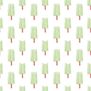 Refreshing green popsicle pattern in a seamless design for textiles and pac.. Stock Illustration