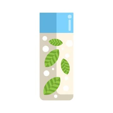 Refreshing herbal drink bottle with mint leaves illustration Illustrazione stock