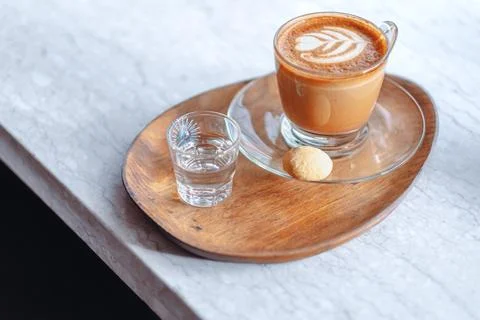 Refreshing hot cup of coffee at a cafe Stock Photos