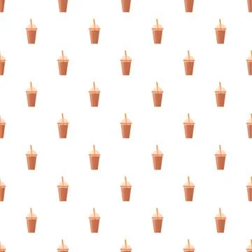 Refreshing iced coffee drink cup seamless pattern Stock Illustration