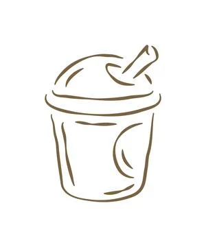 A Refreshing Iced Coffee Or Smoothie To Go Cup Hand Drawn Vector Illustration Stock Illustration