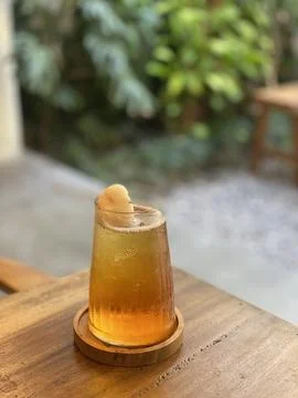 Refreshing Iced Lychee Tea Served in a Glass Stock Photos