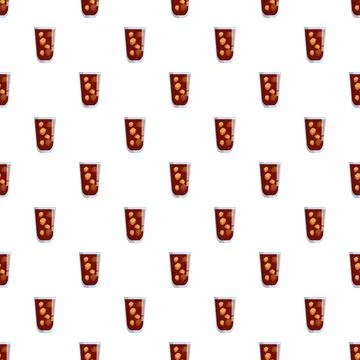 Refreshing iced soft drink glasses seamless pattern 스톡 일러스트