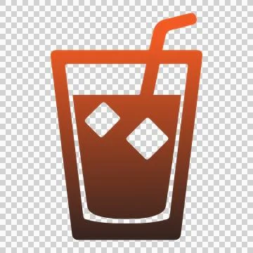 Refreshing iced tea drink with straw in clear glass. Stock Illustration