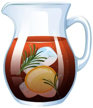 Refreshing Iced Tea in Glass Pitcher Stock Illustration