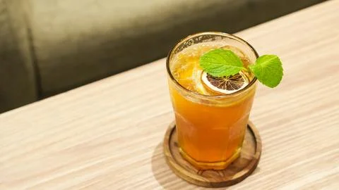 Refreshing Iced Tea With Lemon and Mint Stock Photos