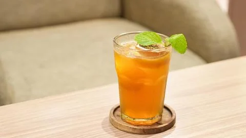 Refreshing Iced Tea With Lemon and Mint Stock Photos