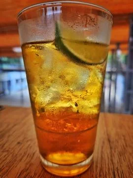 Refreshing iced tea with lemon Stock Photos