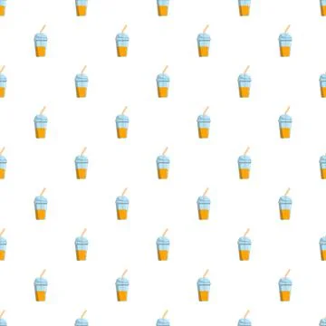 Refreshing juice drink cups seamless pattern Stock Illustration