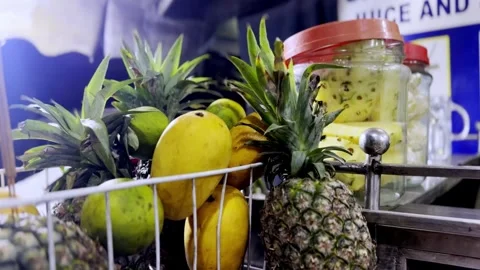 Refreshing Juice Shop During Summer Serving Fresh Fruit Drinks Видео 335378835