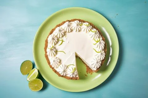 Refreshing Key Lime Pie, Green &amp; Creamy American Treat Stock Photos